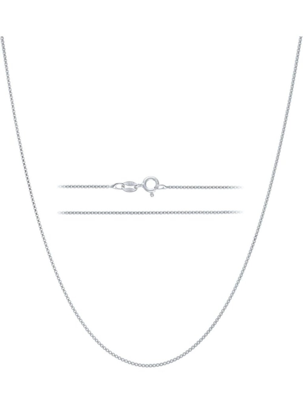 925 Sterling Silver Diamond Cut Box Chain Necklace for Women - 1mm Elegant